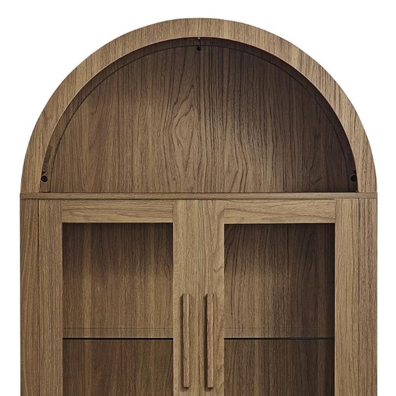 HomeRoots 67" Brown Wood Oval Accent Cabinet With Two Doors