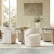 preview thumbnail 107 of 124, Spruce & Spring Joey Modern Barrel Dining Chair with Caster Wheels & Open Back Fully Assembled Set of 4 - Beige-Fuzzy Fabric