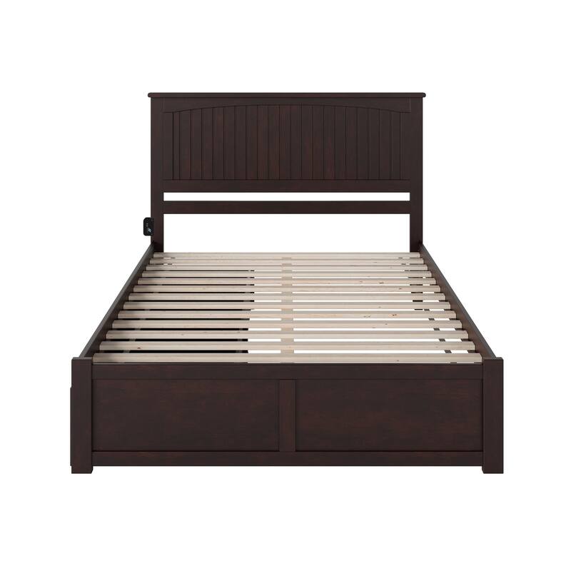 Nantucket Queen Platform Bed with Footboard and 2 Drawers in Espresso