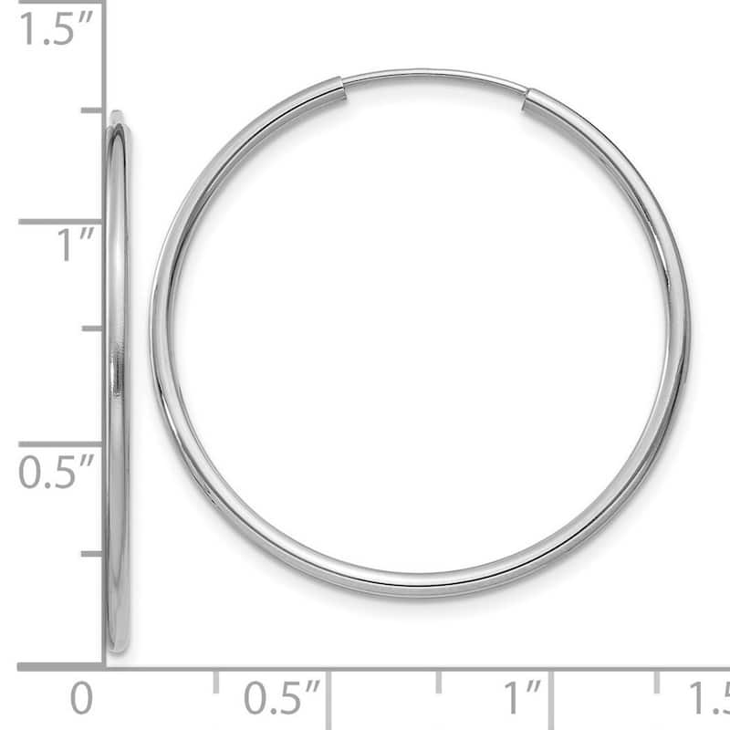 Curata 14k White Gold Polished Endless Hoop Earrings - 30x30mm