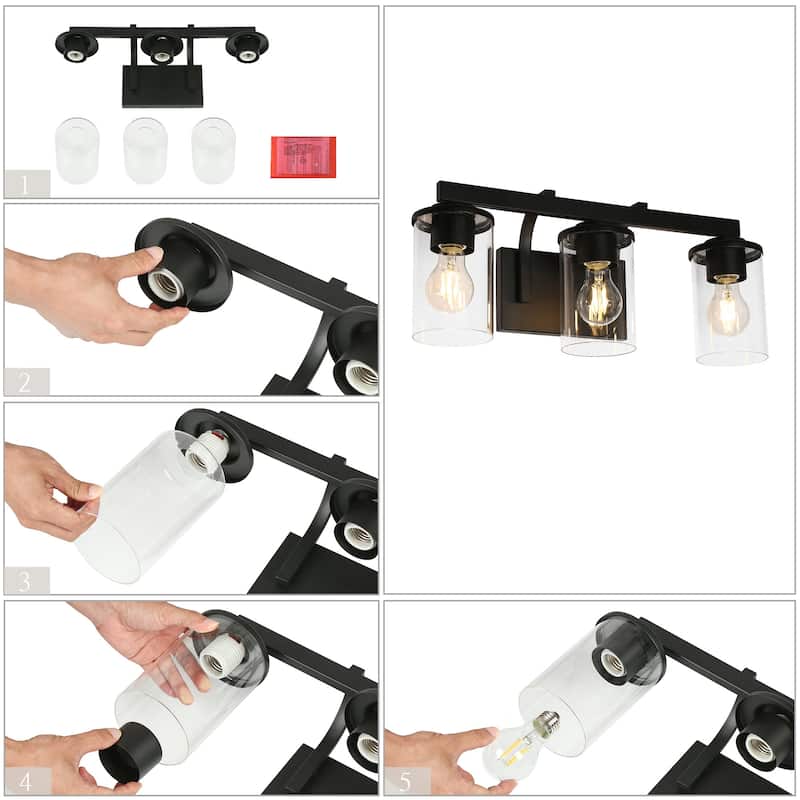 Fora Modern Farmhouse 3/4-Light Bathroom Vanity Lights Glass Wall Sconces