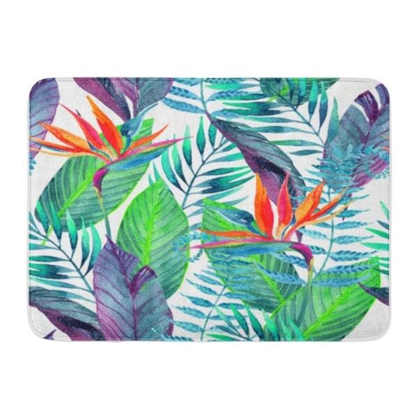 Shop Colorful Watercolor Tropical Leaves And Flowers Hand For Floral Doormat Floor Rug Bath Mat 23 6x15 7 Inch Multi On Sale Overstock 31780365