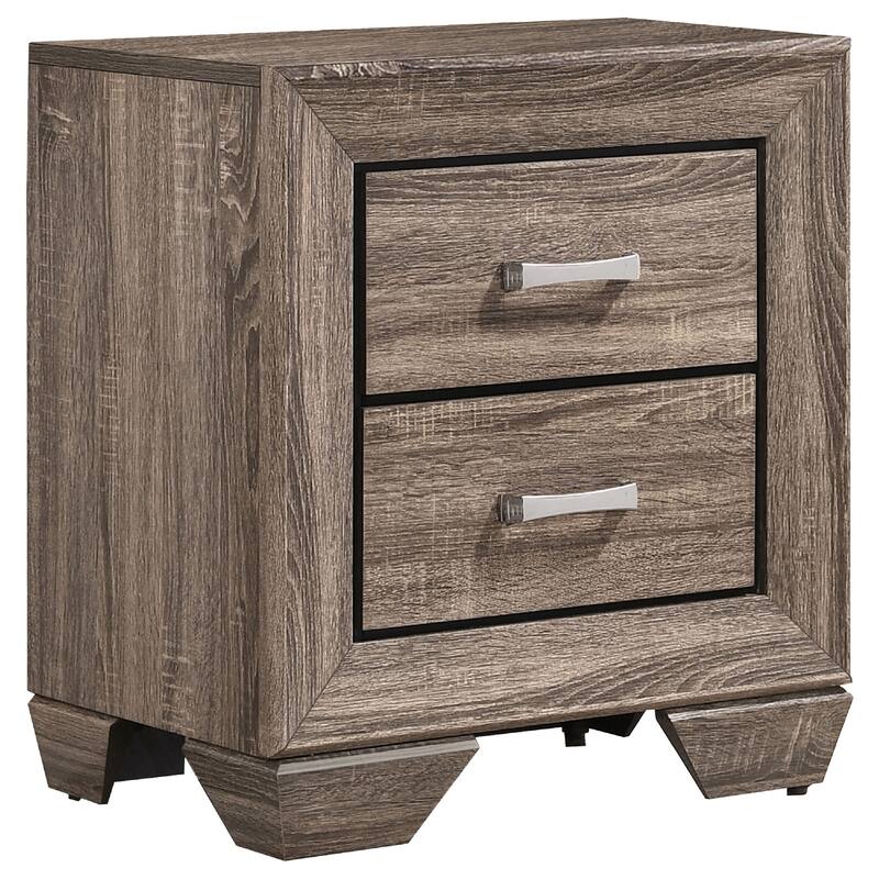 Bello 4pc King Bedroom Set, Transitional Washed Taupe Brown n Black