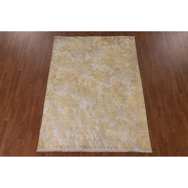 All-Over Abstract Oriental Area Rug Hand-Knotted Wool Carpet - 5'7" x 7'8"