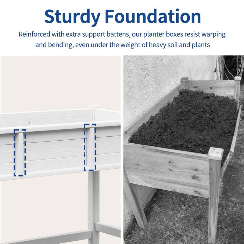 Moasis 2-Tier Outdoor Raised Garden Bed Planter Box Wood Mobile Elevated Stand With Lockable Wheel and Legs