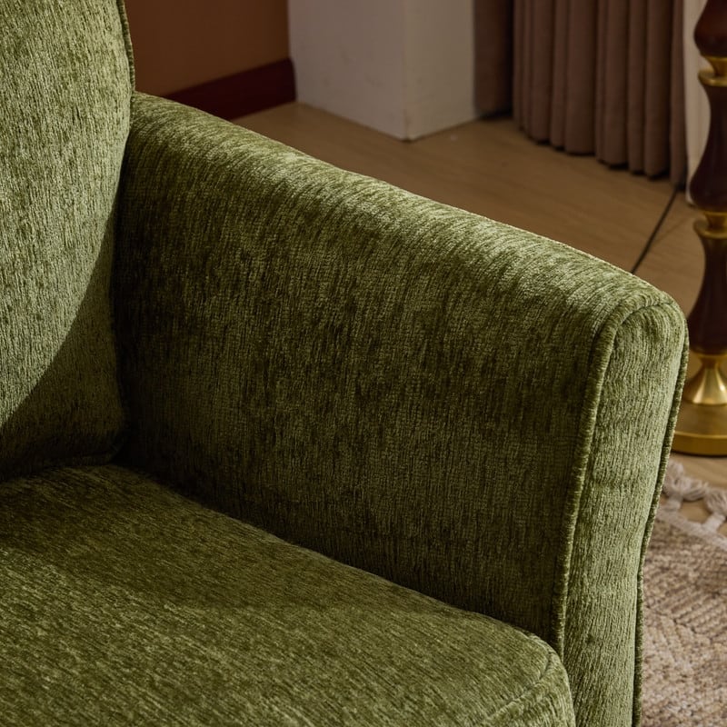 Chenille Loveseat With Floral Arms For Living Room