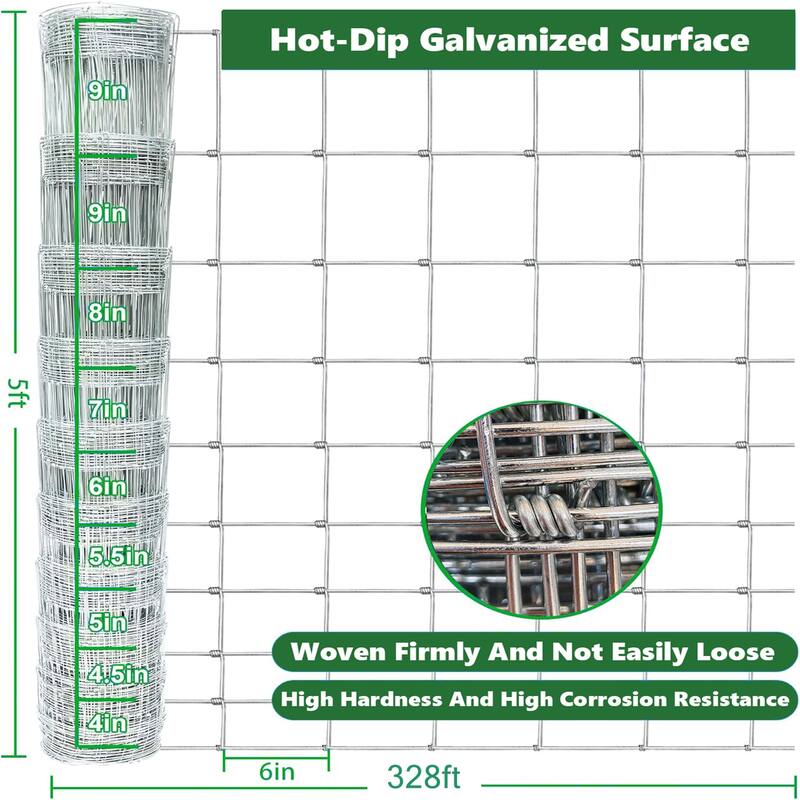 328ft Long Heavy Duty Rust-Resistant Fencing for Secure Livestock & Deer Control
