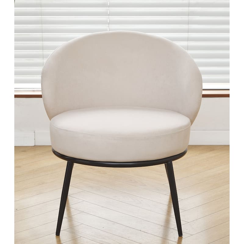Mid Century Velvet Upholstered Living Room Accent Chair - Beige