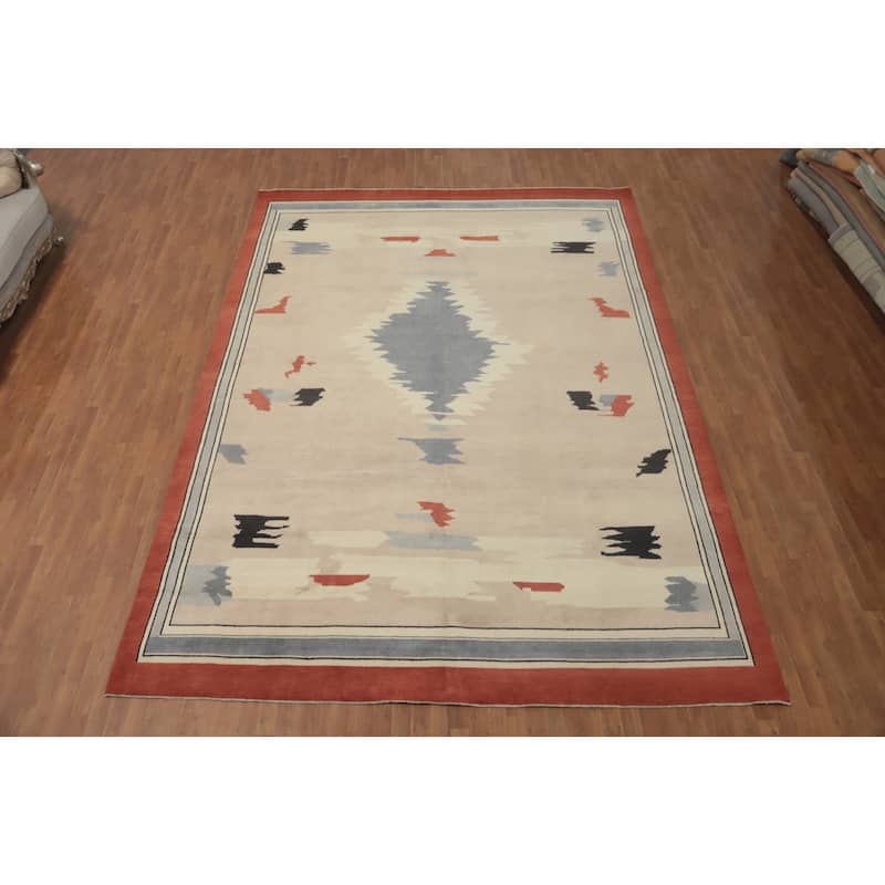 Vegetable Dye Wool Gabbeh Turkish Large Rug Handmade Wool Carpet - 14' 0'' X 10' 1''