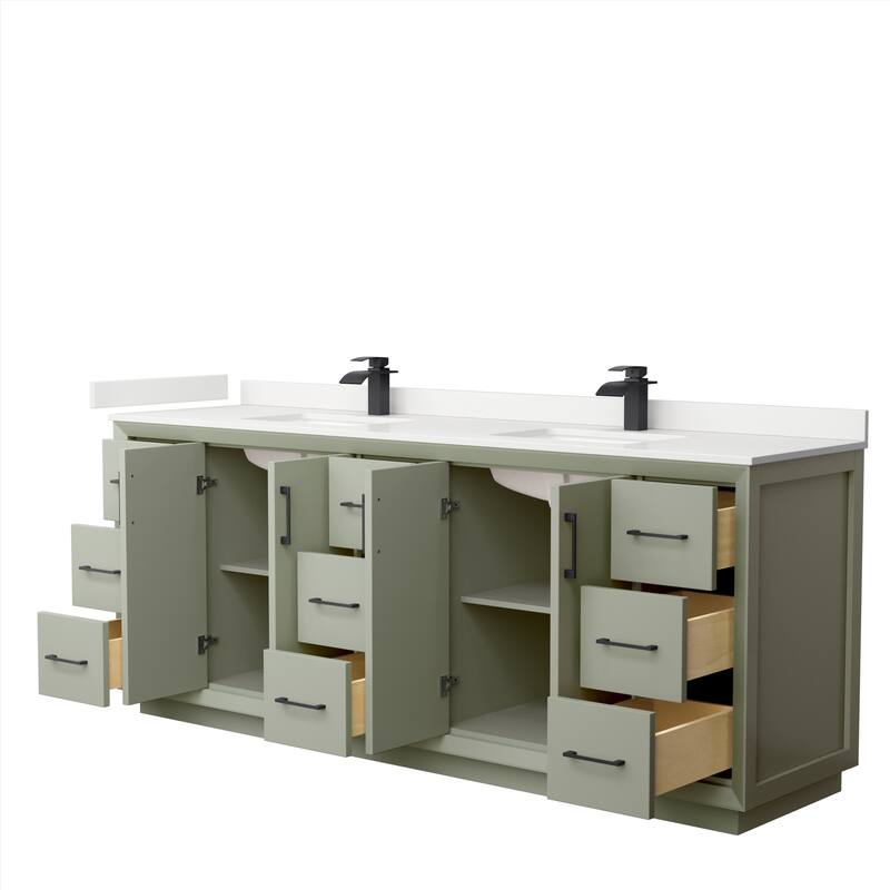 Strada 84-inch Double Vanity, Quartz Top