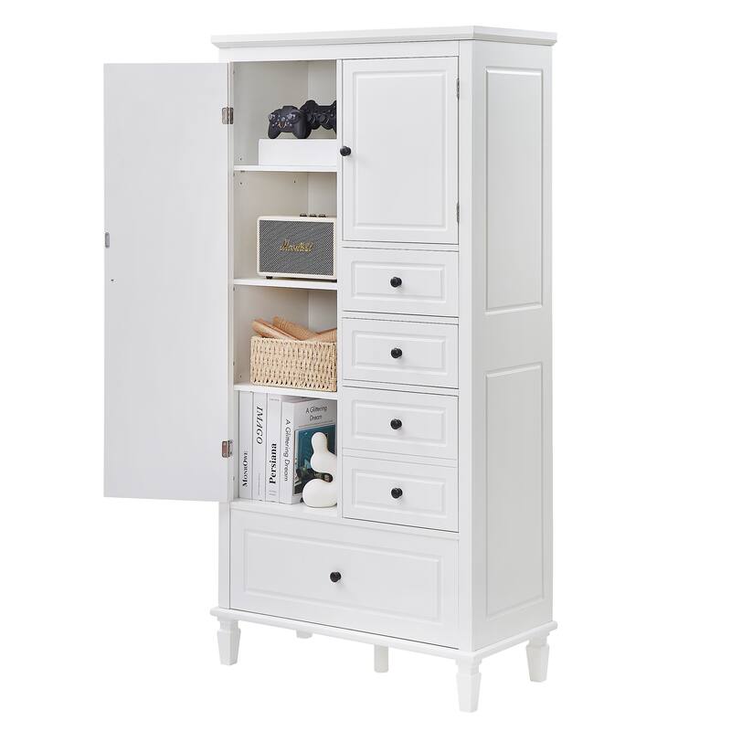 Tall And Wide Storage Cabinet With Doors For Bathroom/Office/Living Room/Indoor