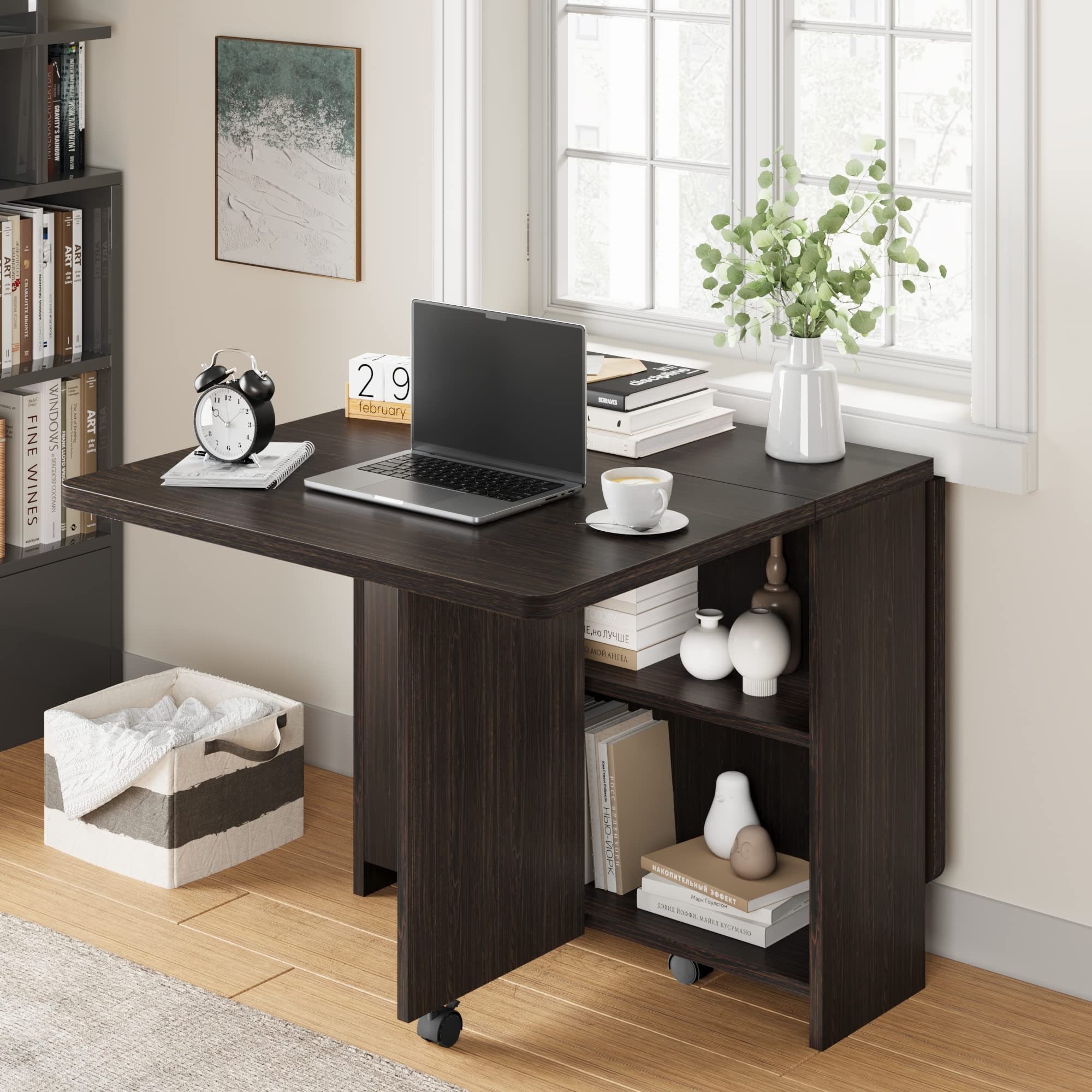 51.1inch Modern Folding Dining Table with Handle and 2 51.1inch Modern Folding Dining Table with Handle and 2