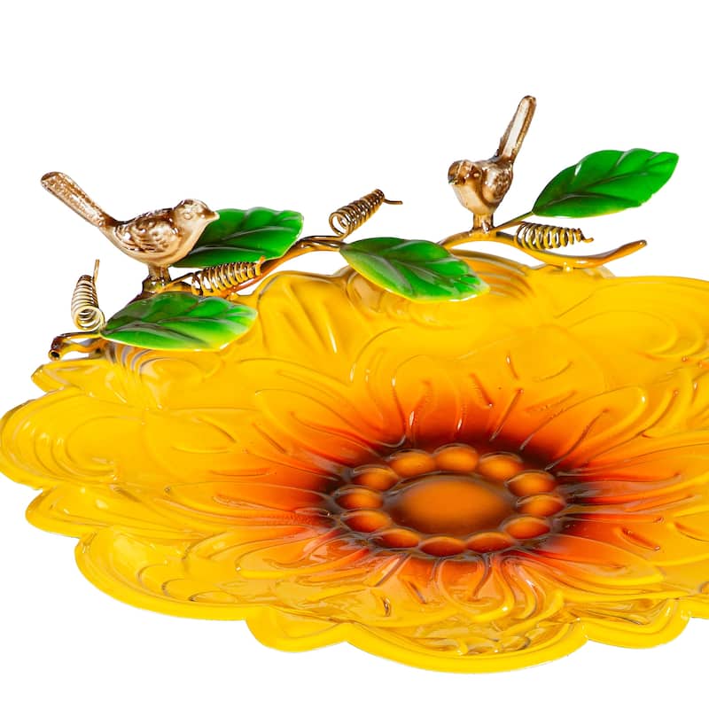 17" Metal Sculpted Edge Bird Bath, Sunflower
