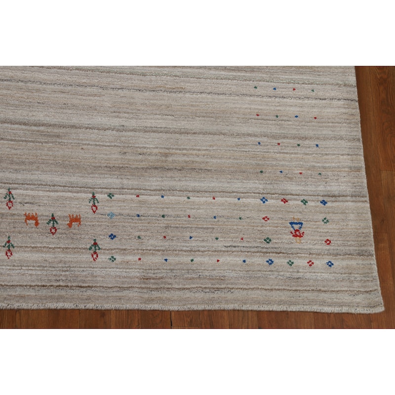 Striped Wool Gabbeh Indian Area Rug 9x12 - 9' x 12'