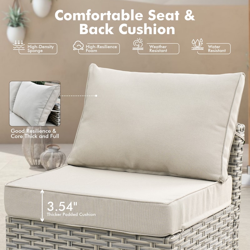 OVIOS 5 Pieces Outdoor Wicker Furniture Set With Solar-Powered Coffee Table