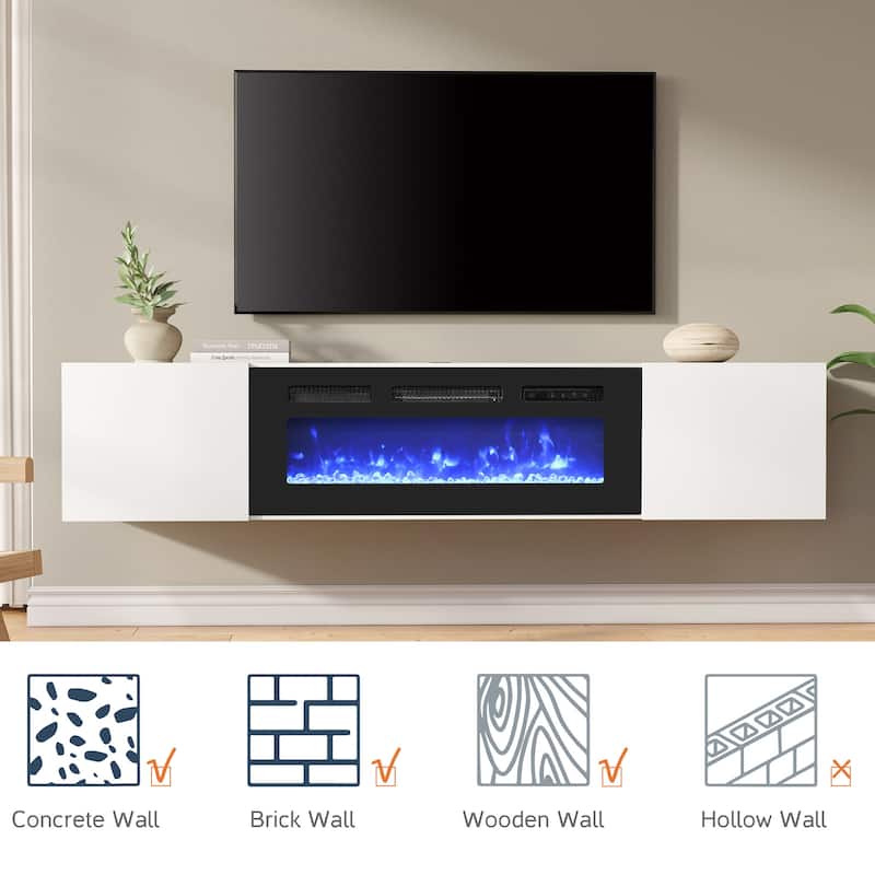 Fireplace TV Shelf Cabinet for Living Room - 70 inch