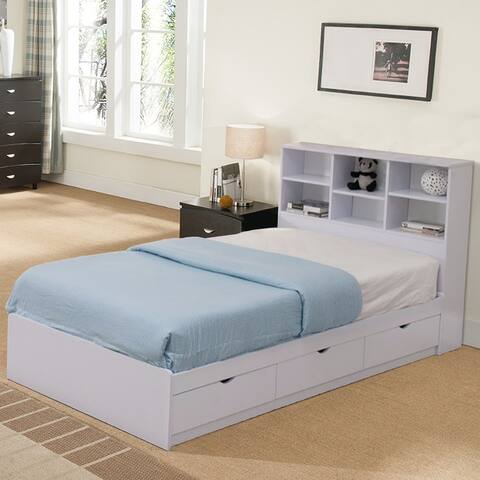 Wooden Twin Size Chest Bed with Three Drawers, White