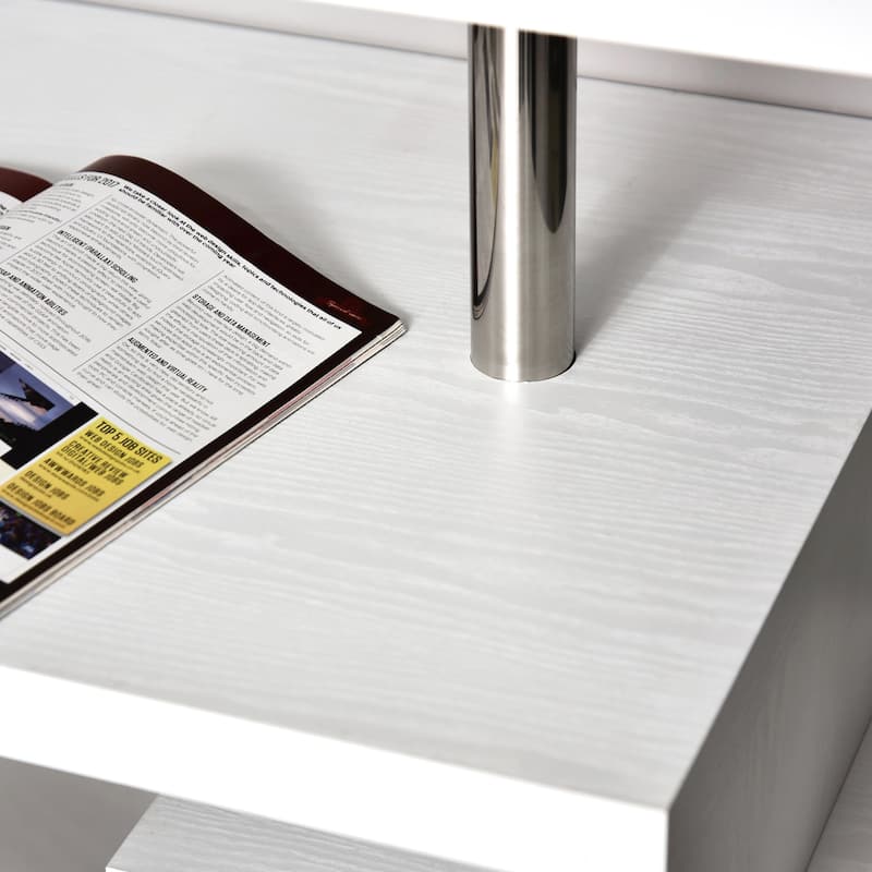 HOMCOM 94" L-Shaped Computer Desk: Rotating Writing Table, Corner Desk with Shelves, Stainless Steel Frame