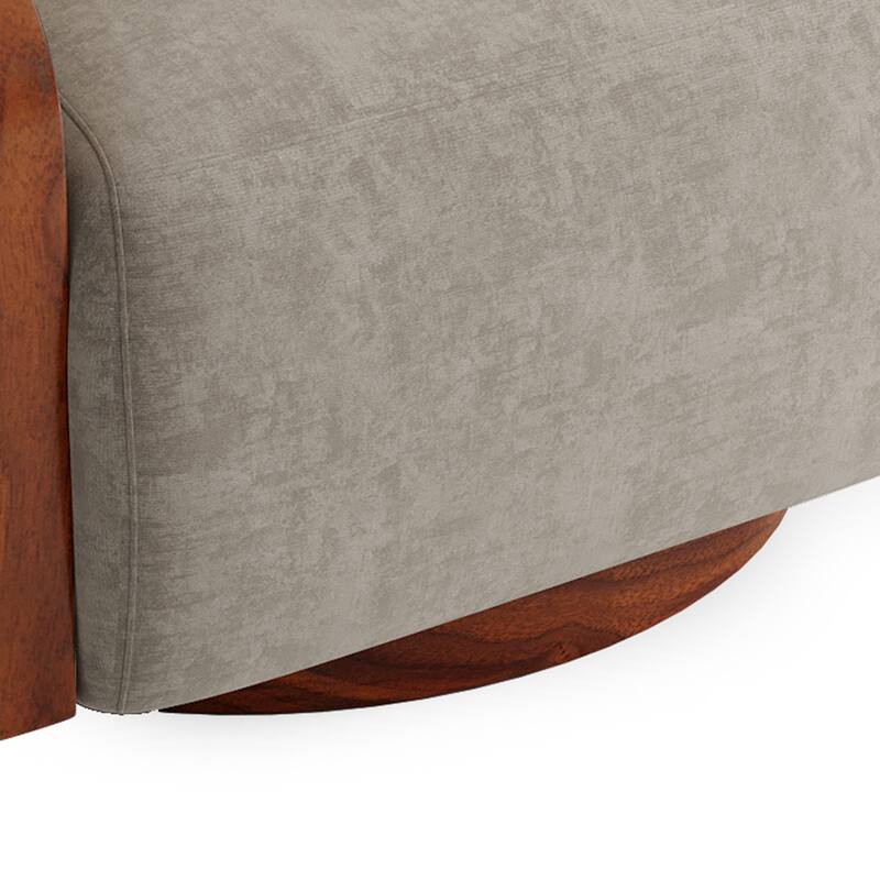 Chenille Modern 360°Swivel Barrel Chair Round Base