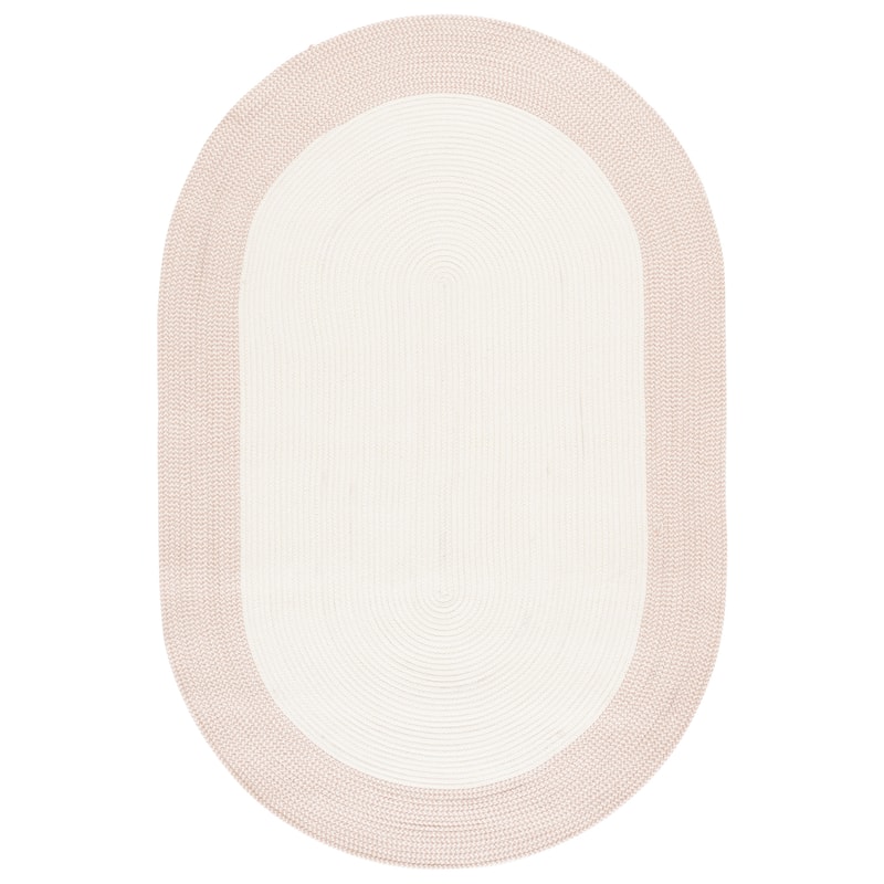 SAFAVIEH Handmade Braided Blodwen Washable Indoor/Outdoor Rug - Weather Resistant & Easy Cleaning - Ivory/Peach - 5' x 8' Oval