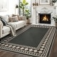 preview thumbnail 15 of 38, Area Rugs Modern Bordered Rug Easy Jute Rug Non-Slip Low Pile Indoor Outdoor Rugs for Living Room Patio Backyard 10'x13' - Black
