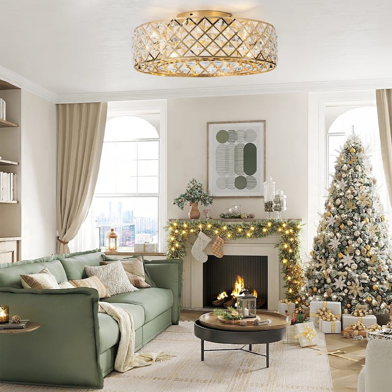 16.5"/19"/20" Vintage Distressed White Low Profile Ceiling Fan with Remote (7-Blade)