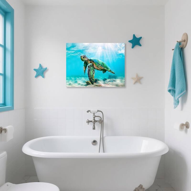 Green Sea Turtle Wall Decor Tropical Canvas Wall Art