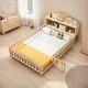 preview thumbnail 21 of 29, Full-Size Montessori Floor Bed with Bookcases & Blackboards, Solid Wood Design for Kids with Guardrails & Storage, Grey