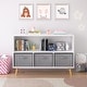 preview thumbnail 14 of 25, 35 in. W x 11 in. D x 24 in. H Wooden Kids Bookcase Toy Storage Cabinet with Collapsible Fabric Drawers