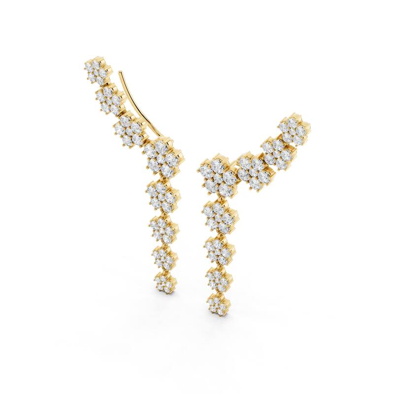 Auriya 14k Gold 6 1/4ctw Lab Grown Nature's Inspired Diamond Climber Earrings (E-F VS)