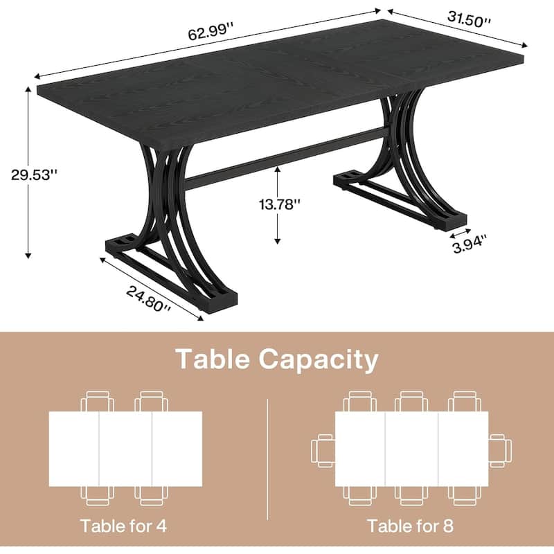 63" Large Rectangular Executive Desk, Wood Faux Marble Table, Business Computer Desk for Home Office