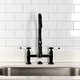 preview thumbnail 29 of 29, Kingston Brass Essex Double-Handle Wall-Mount Pre-Rinse Bridge Kitchen Faucet