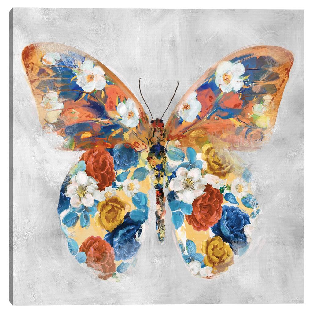 Papillon Fleurs I by Studio Arts Canvas Art Print