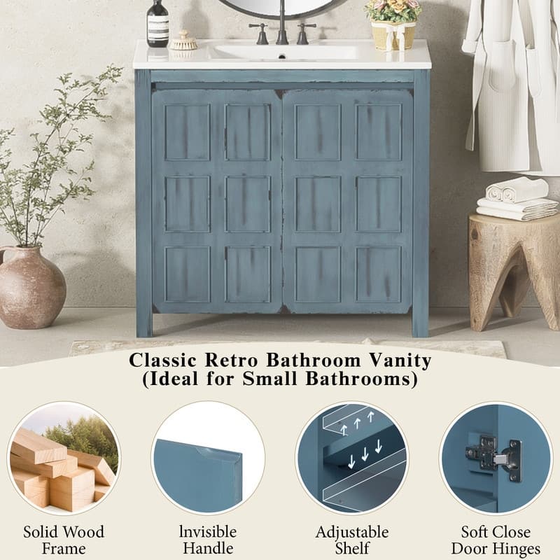 36 " Bathroom Vanity with Ceramic Sink, Bathroom Storage Cabinet