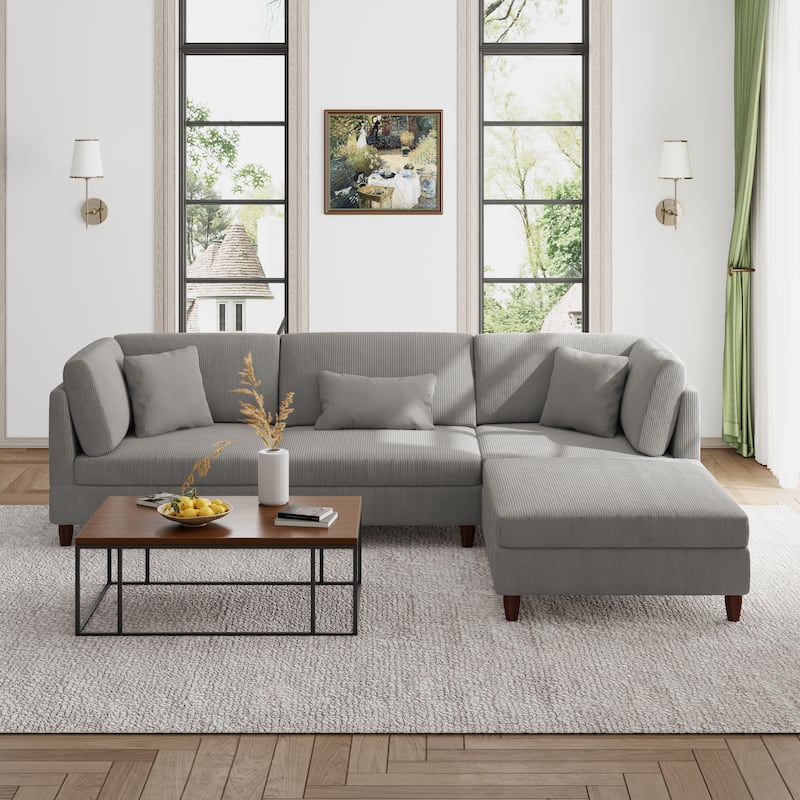 Modern Oversized Modular Corduroy Sectional Sofa Set