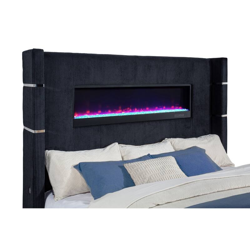 Tisdall Flame Visualizer Wingback TV Bed Black