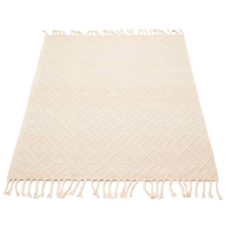 ECARPETGALLERY Braid weave Sienna Cream Wool Rug - 5'2 x 7'9