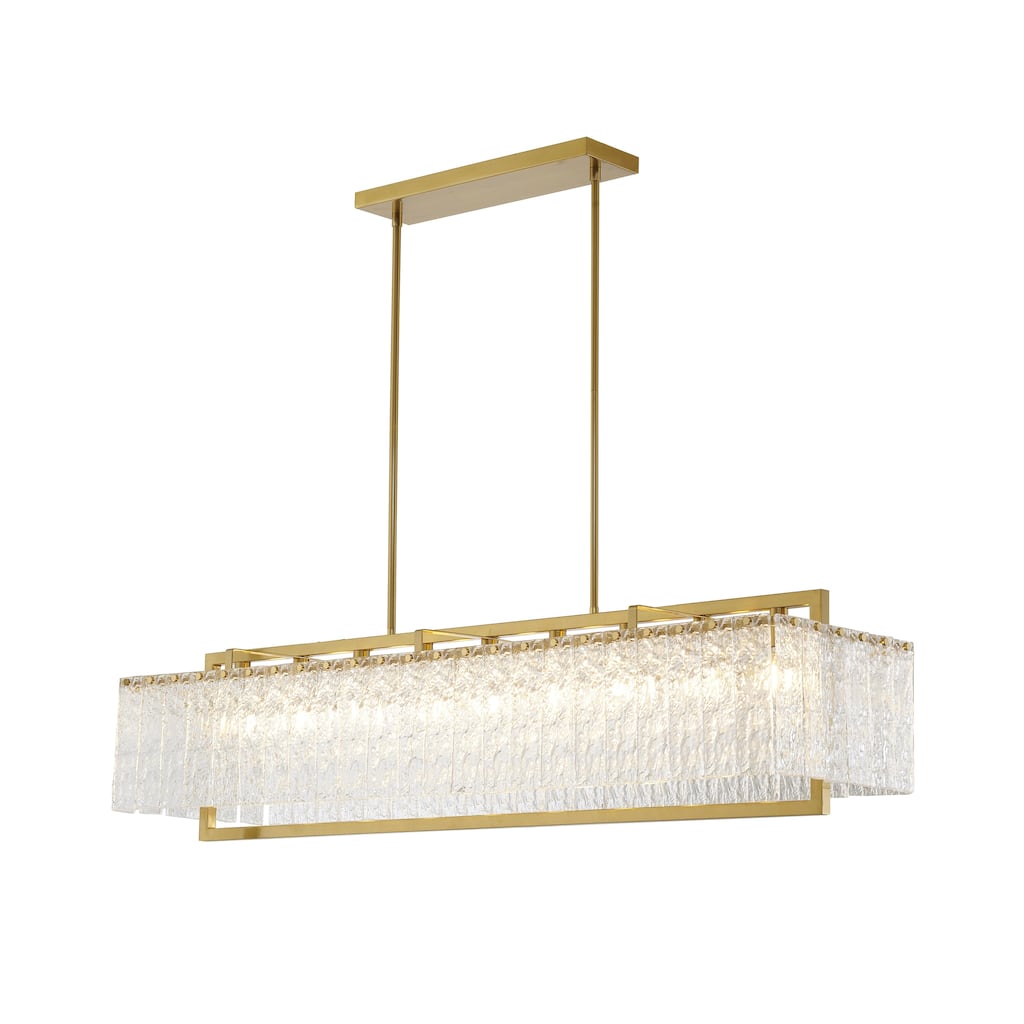 9 Light Gold Chandelier With Clear Glass Accents