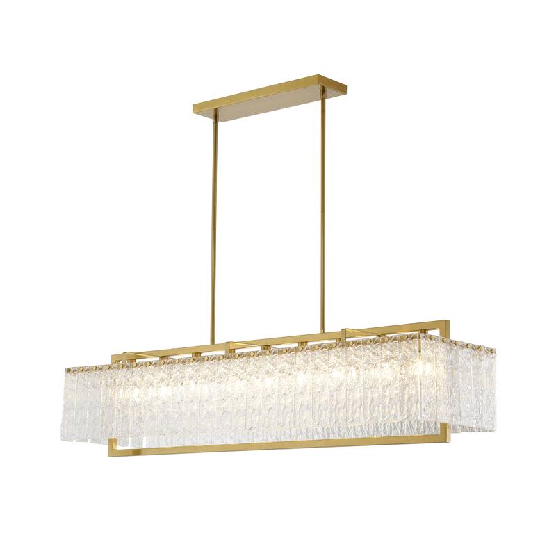 9 Light Gold Chandelier With Clear Glass Accents