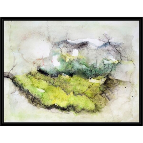 36” x 48” White and Green Weaving VII Canvas Rectangular Framed Wall Art Decoration - N/A