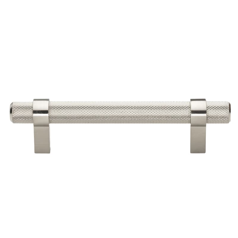 3.75 in Screw Center Solid Steel Knurled Euro Bar Pull (Pack of 10) - Satin Nickel