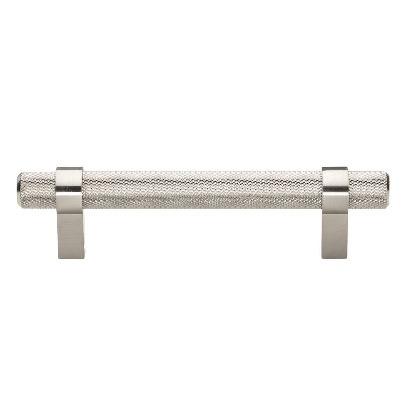 3.75 in Screw Center Solid Steel Knurled Euro Bar Pull (Pack of 5) - Satin Nickel