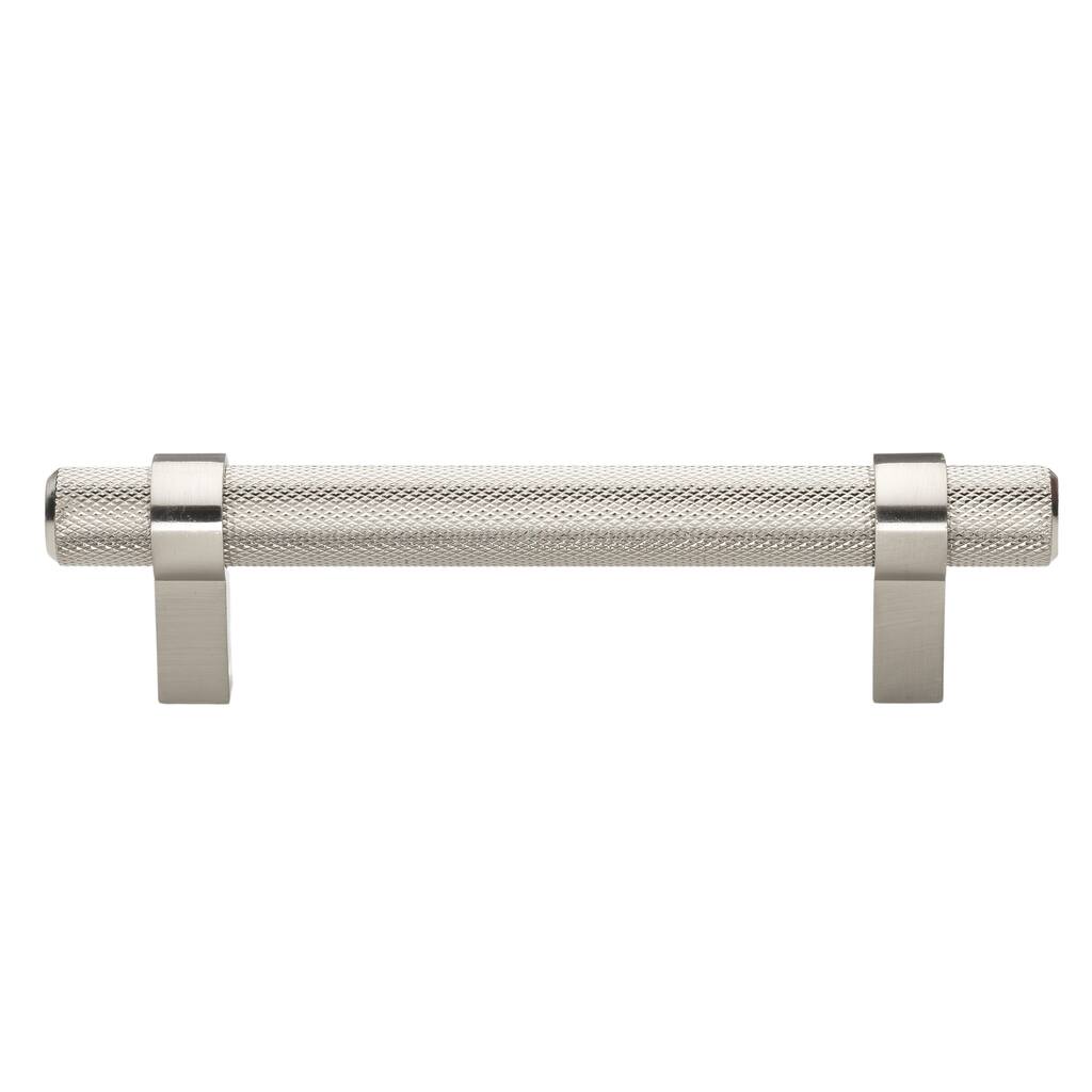 3.75 in Screw Center Solid Steel Knurled Euro Bar Pull (Pack of 5) - Satin Nickel
