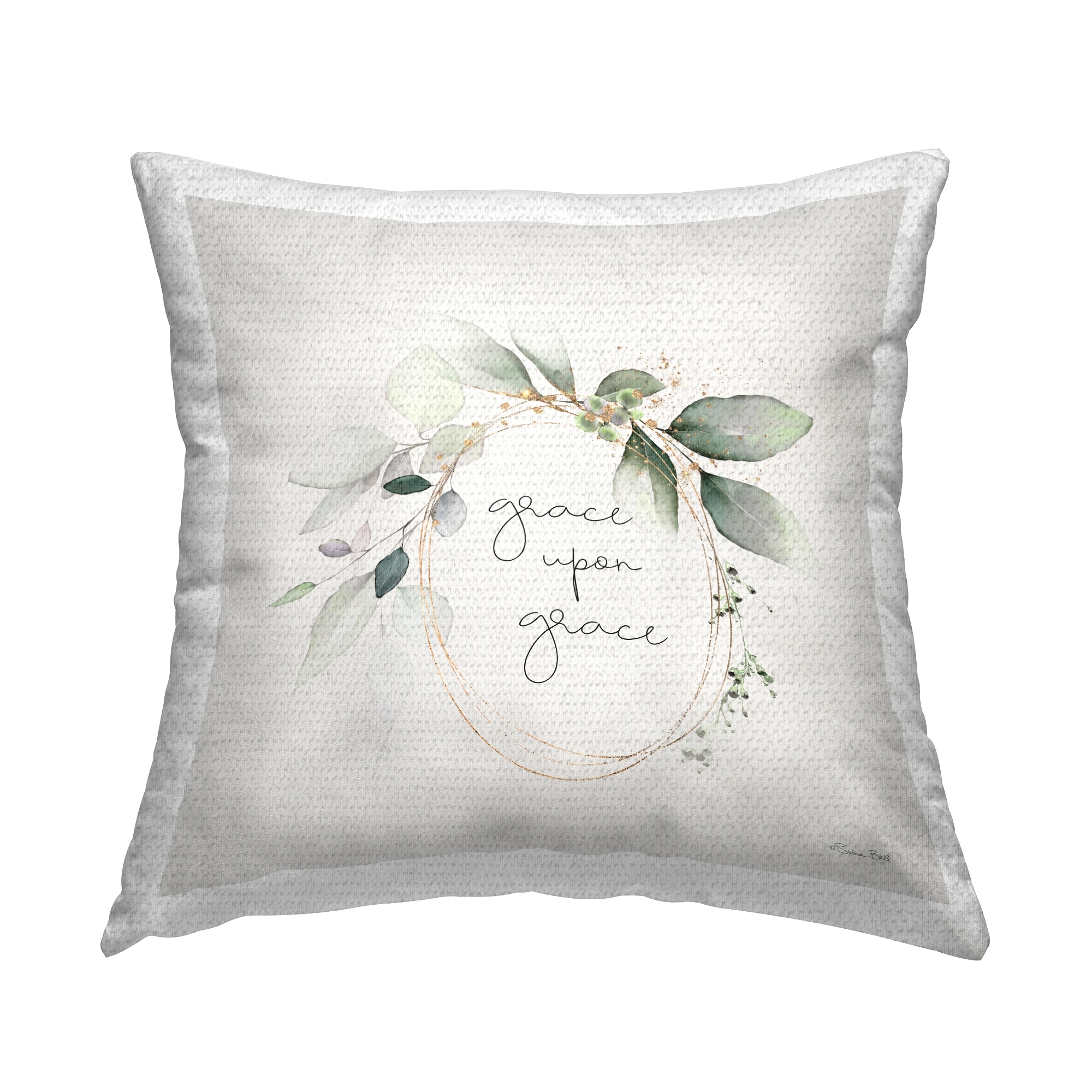 Stupell Botanical Grace Phrase Printed Outdoor Throw Pillow Design by Susan Ball