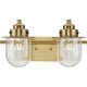 preview thumbnail 5 of 10, Northlake Collection Two-Light Vintage Brass Clear Glass Transitional Bath Light - 15.5 in x 7.5 in x 8 in