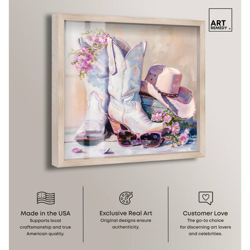Spring Pink Cowboy Necessities Shadowbox by Art Remedy