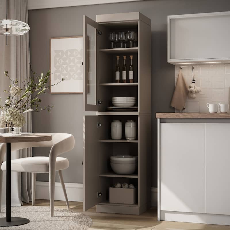 Palace Imports 100% Solid Wood Pantry Cabinet, Adjustable Shelves, 16.5" Wide, 71.5" Tall