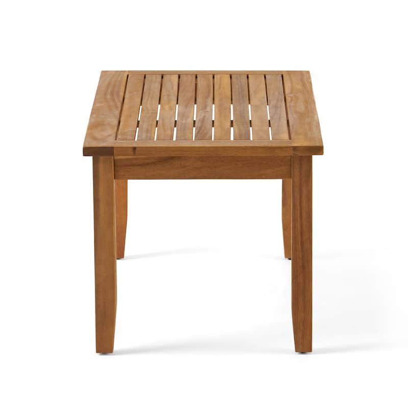 Peyton Outdoor Cushioned Acacia Wood Loveseat and Table Set by Christopher Knight Home