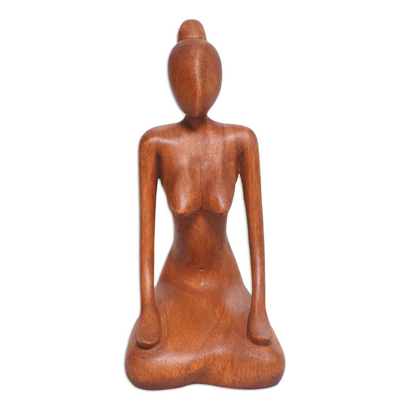 Novica Handmade Calm Down Wood Statuette