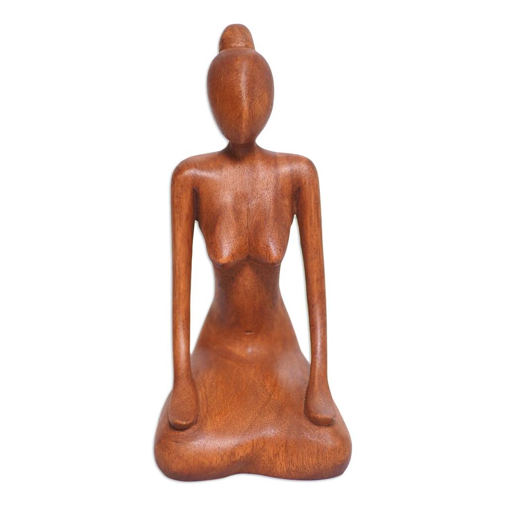 Novica Handmade Calm Down Wood Statuette